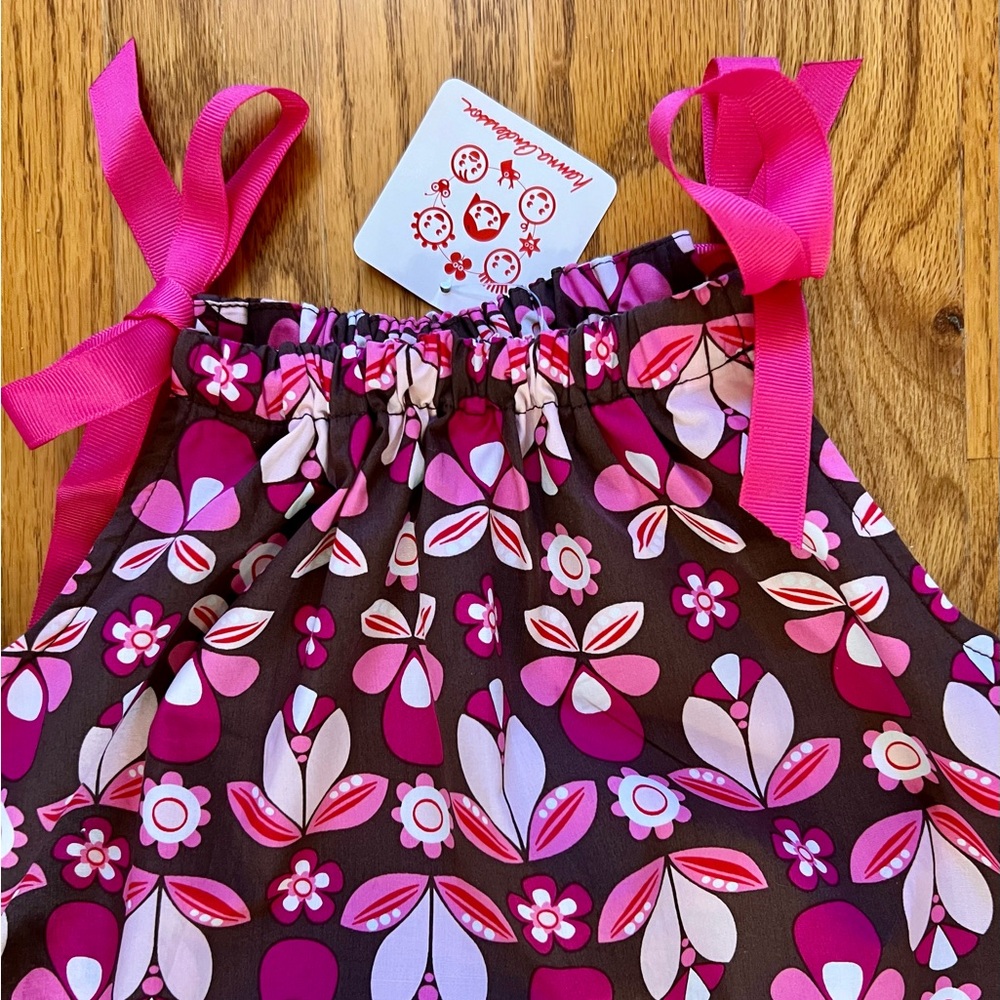 Hanna Andersson Pillowcase Dress Pink Brown Print New 110